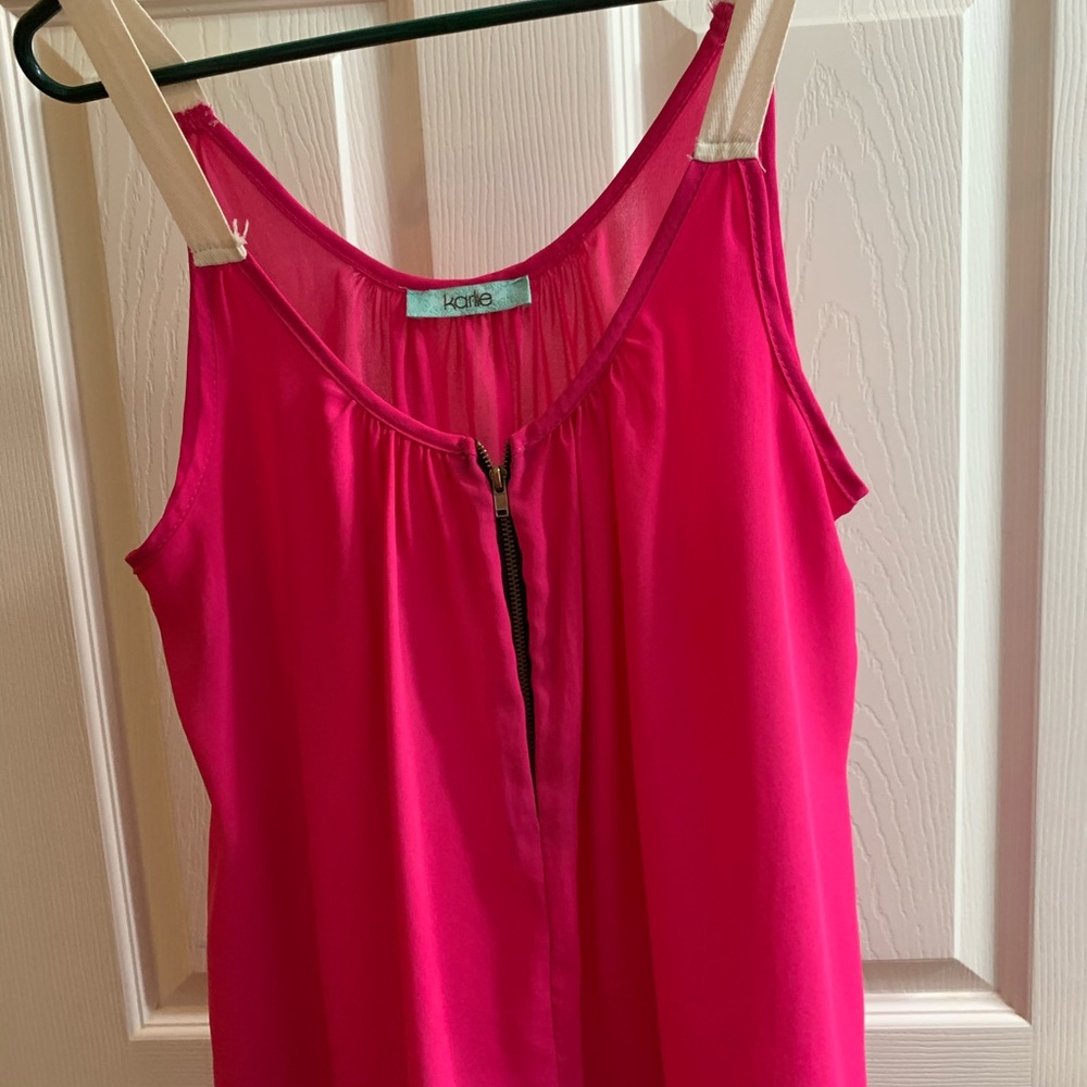Bright pink black zipper